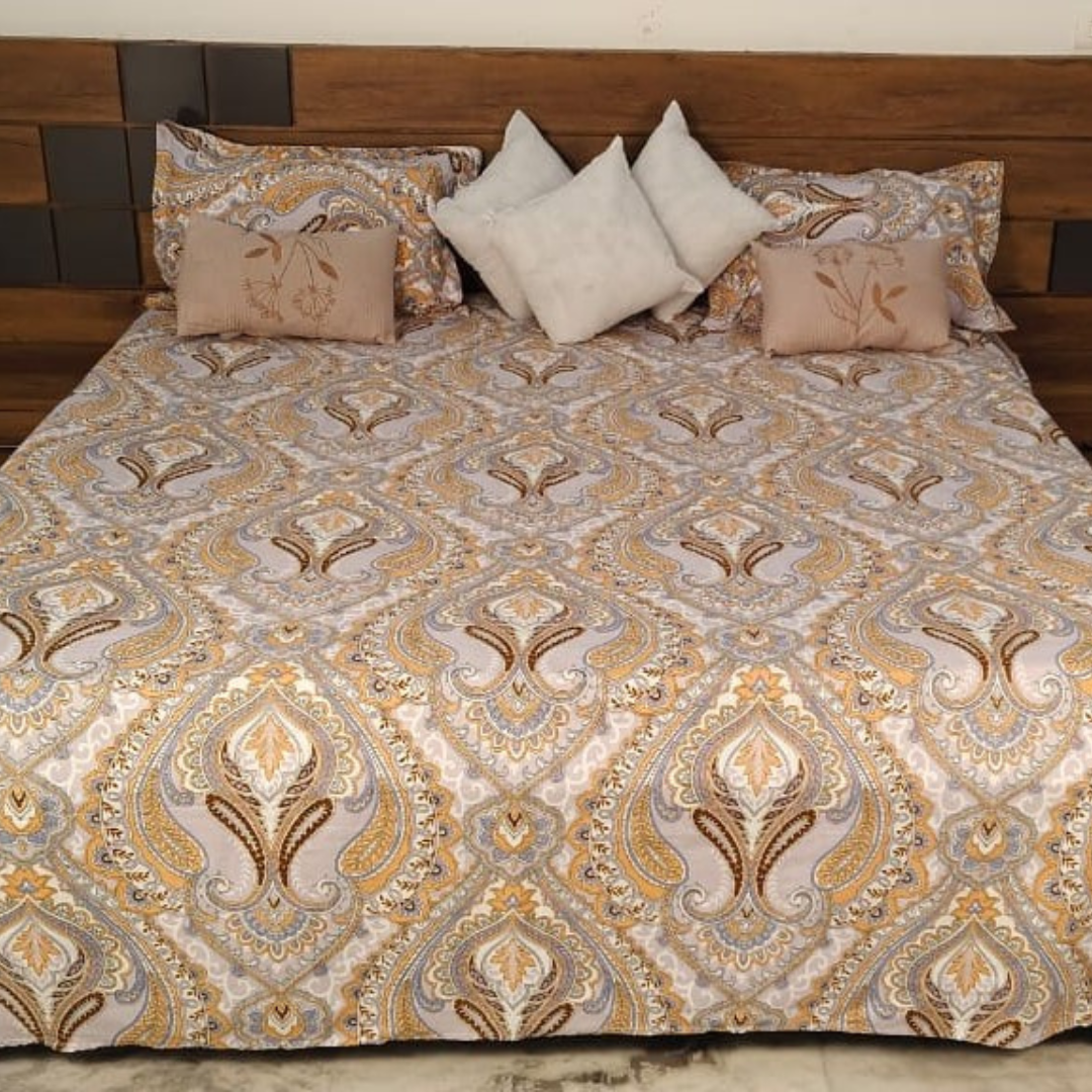 300 TC Glace Cotton Bedsheet Set – Queen Size (90 x 100 inches)