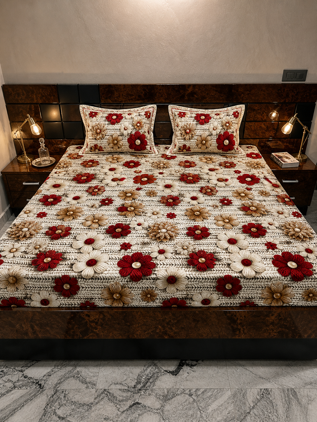 7D Premium Cotton Fitted Queen Size Bedsheet