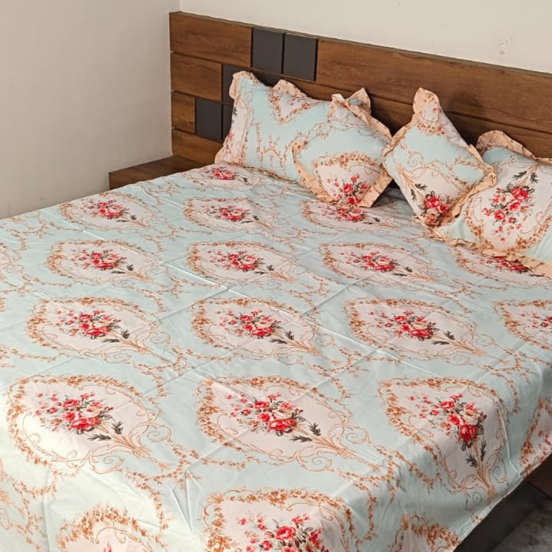 300 TC Glace Cotton Queen Size Bedding Set / Comforter Set