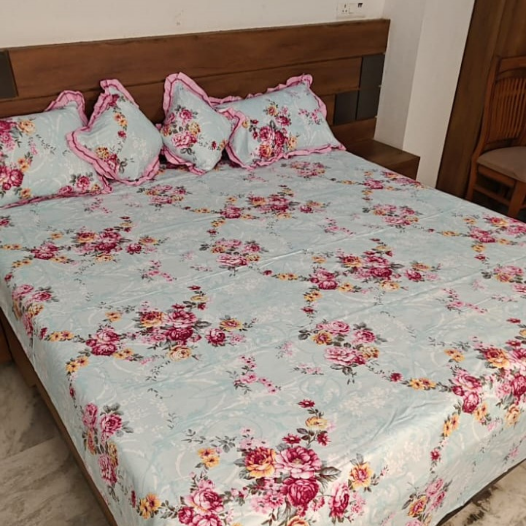 300 TC Glace Cotton Queen Size Bedding Set / Comforter Set