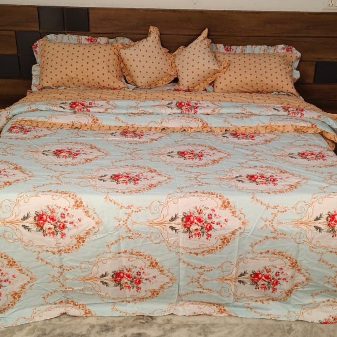 300 TC Glace Cotton Queen Size Bedding Set / Comforter Set