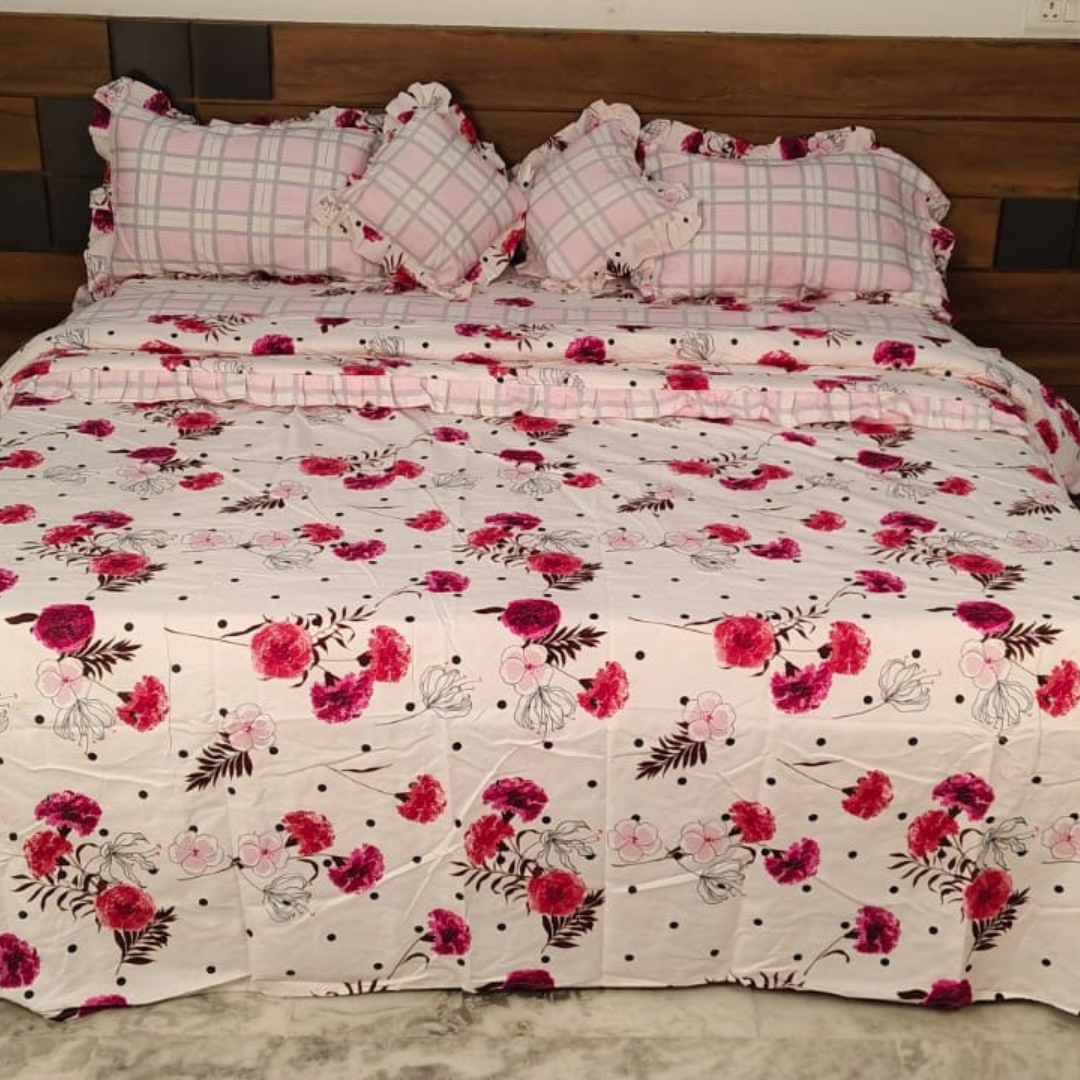 300 TC Glace Cotton Queen Size Bedding Set / Comforter Set
