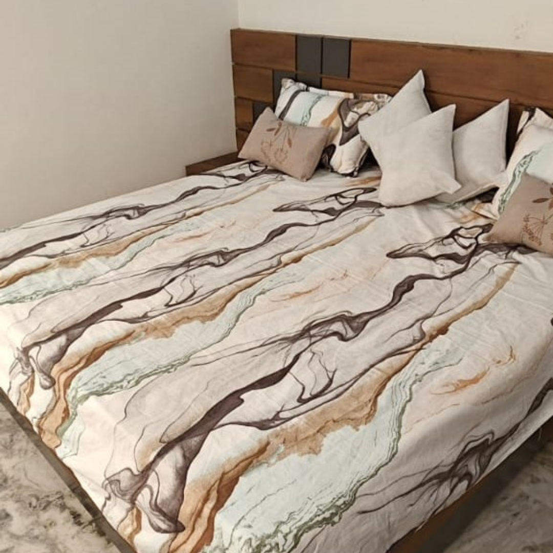 300 TC Glace Cotton Bedsheet Set – Queen Size (90 x 100 inches)