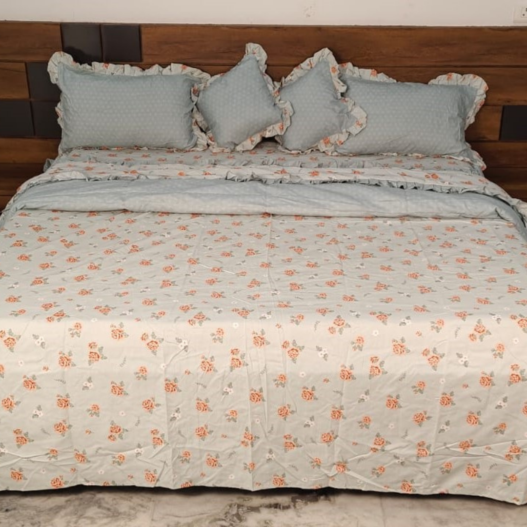 300 TC Glace Cotton Queen Size Bedding Set / Comforter Set