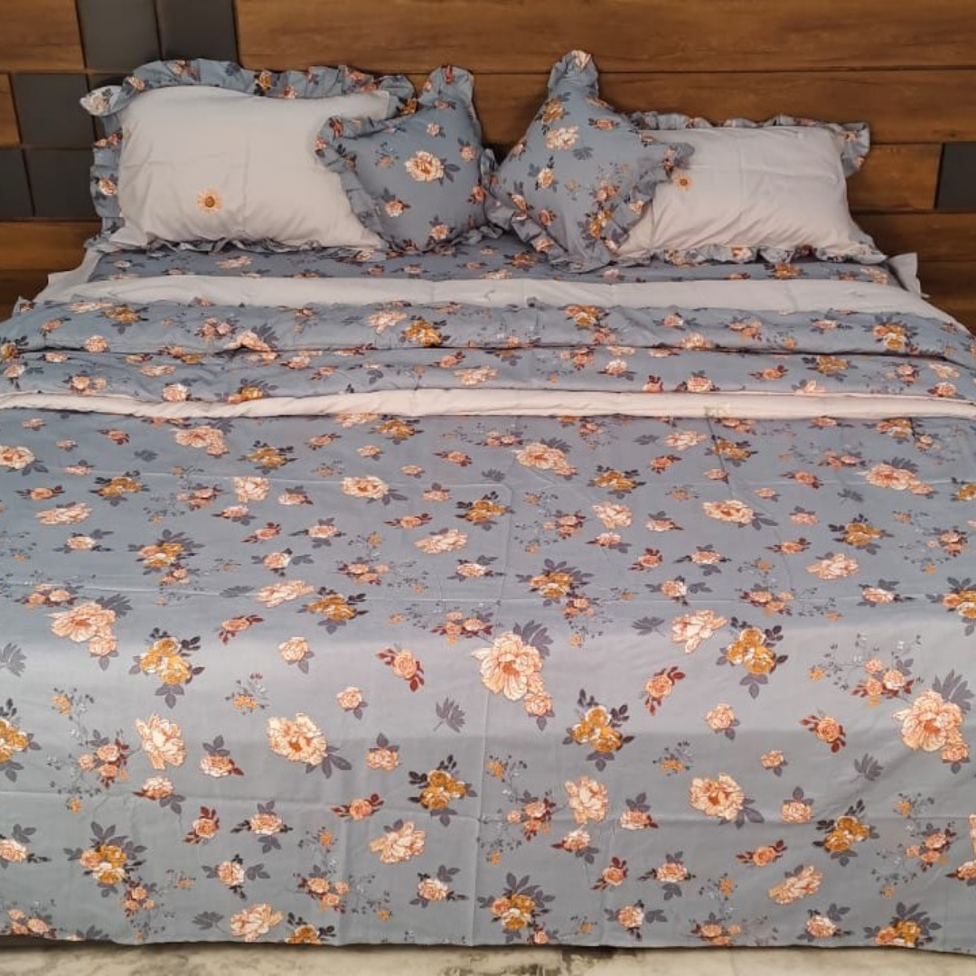 300 TC Glace Cotton Queen Size Bedding Set / Comforter Set
