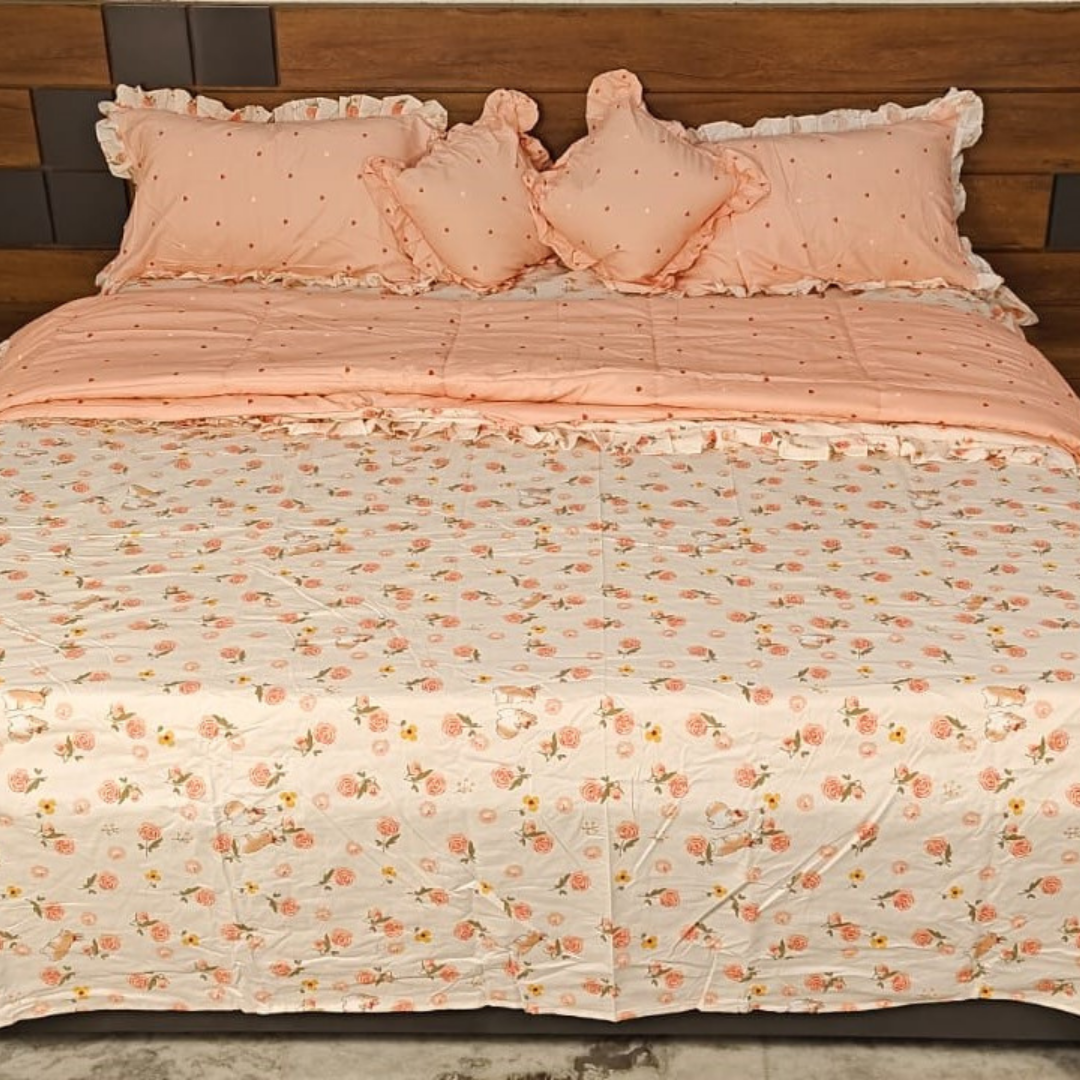 300 TC Glace Cotton Queen Size Bedding Set / Comforter Set
