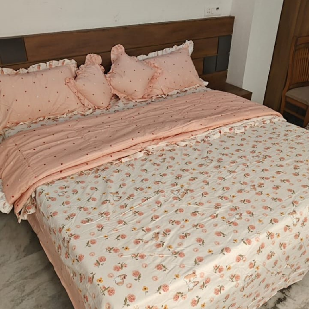 300 TC Glace Cotton Queen Size Bedding Set / Comforter Set