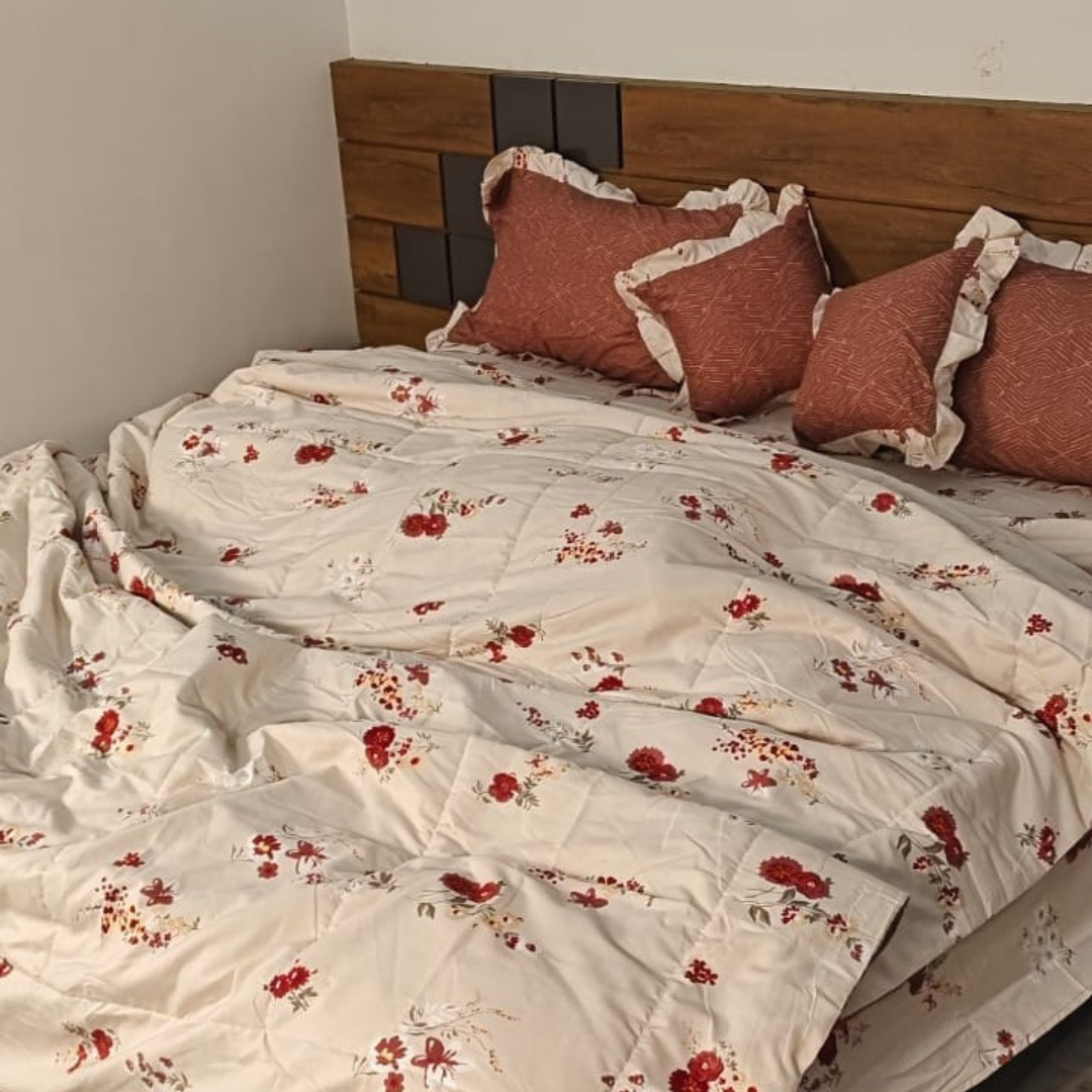 300 TC Glace Cotton Queen Size Bedding Set / Comforter Set