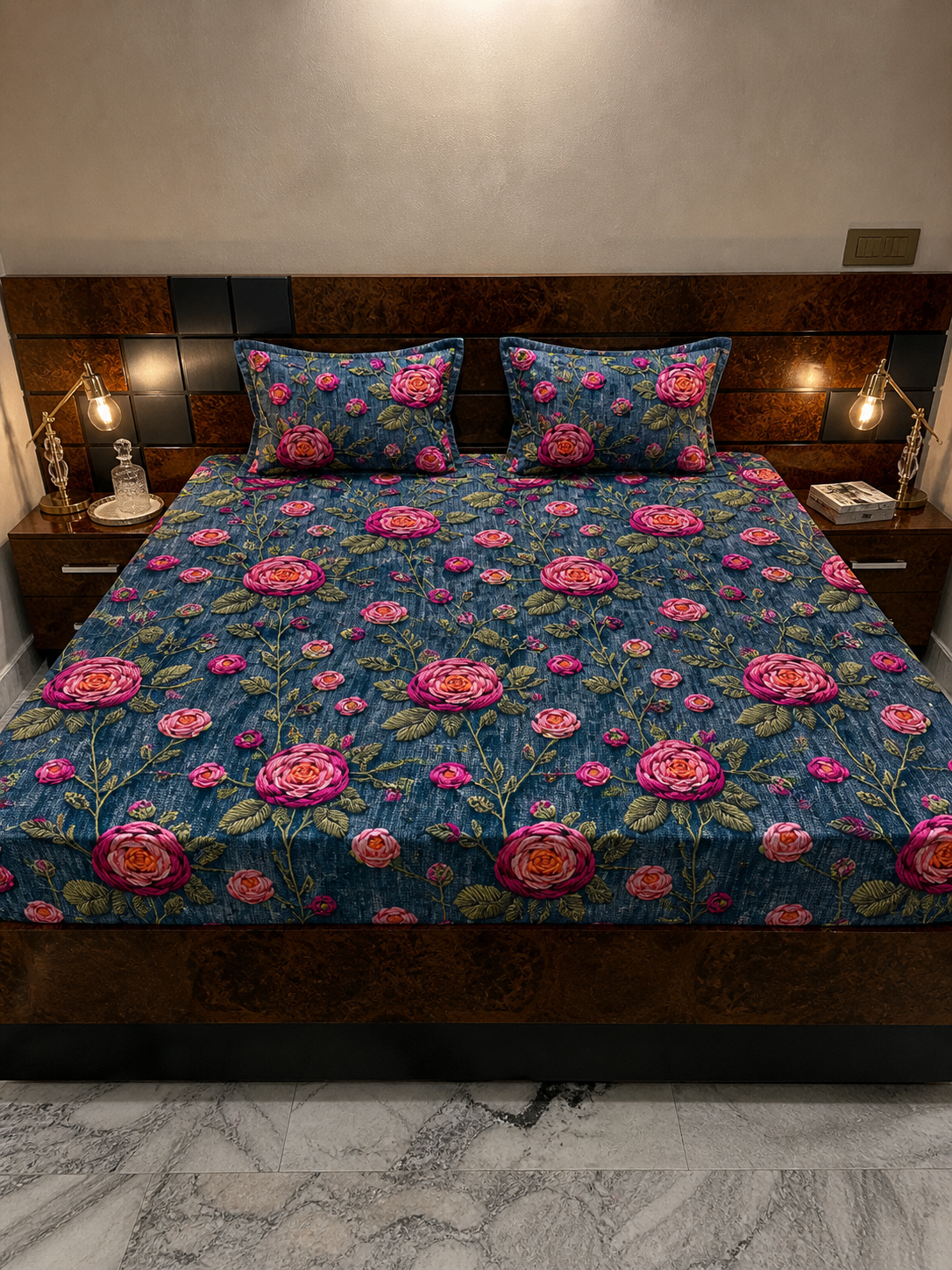 7D Premium Cotton Fitted Queen Size Bedsheet