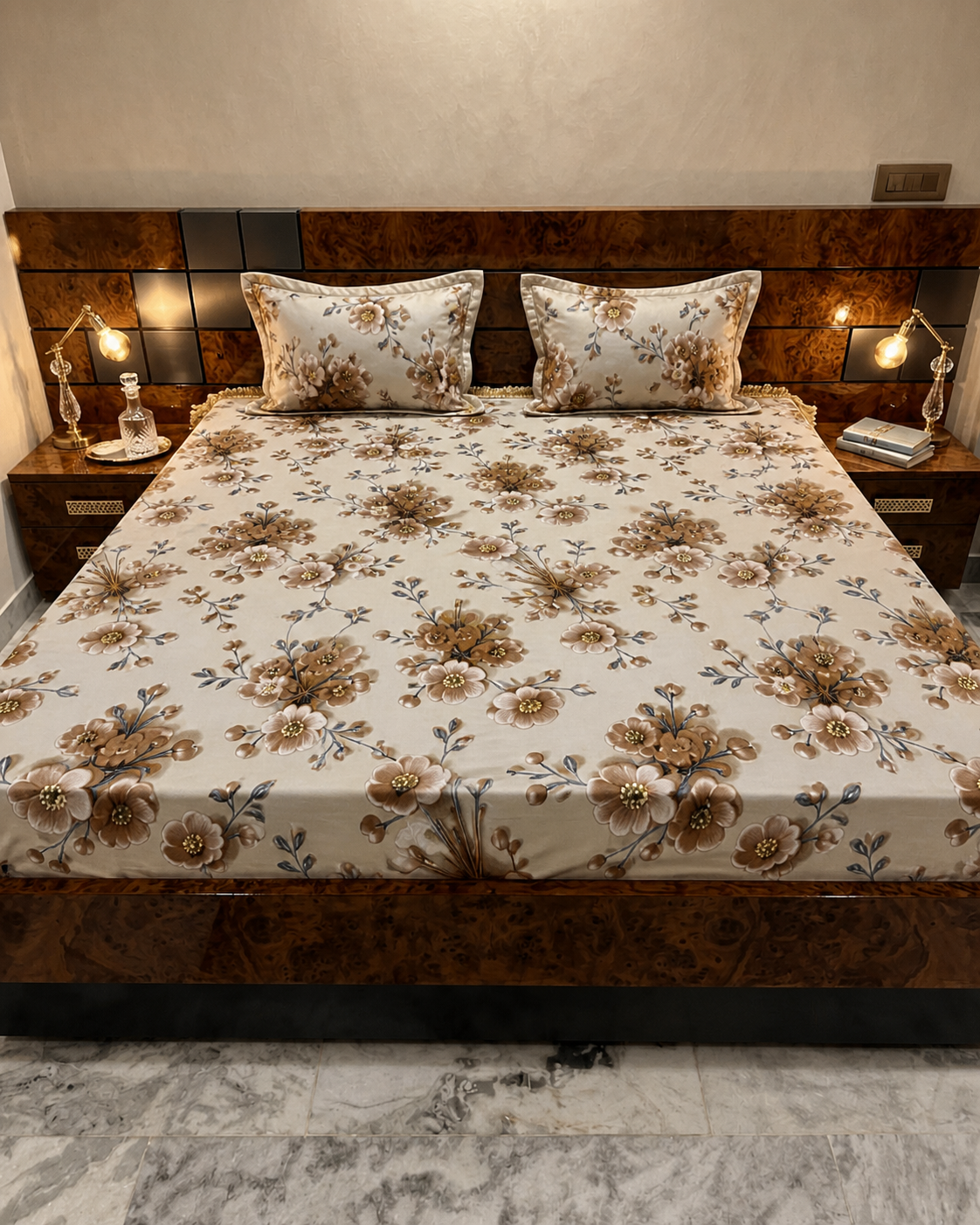 7D Premium Cotton Fitted Queen Size Bedsheet